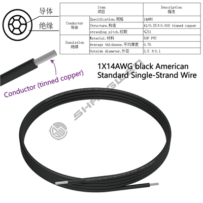 1X14AWG black American Standard Single-Strand Wire
